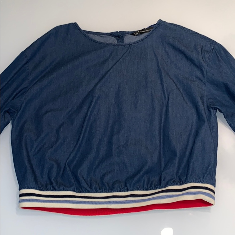 New Zara denim long sleeve sweater/blouse